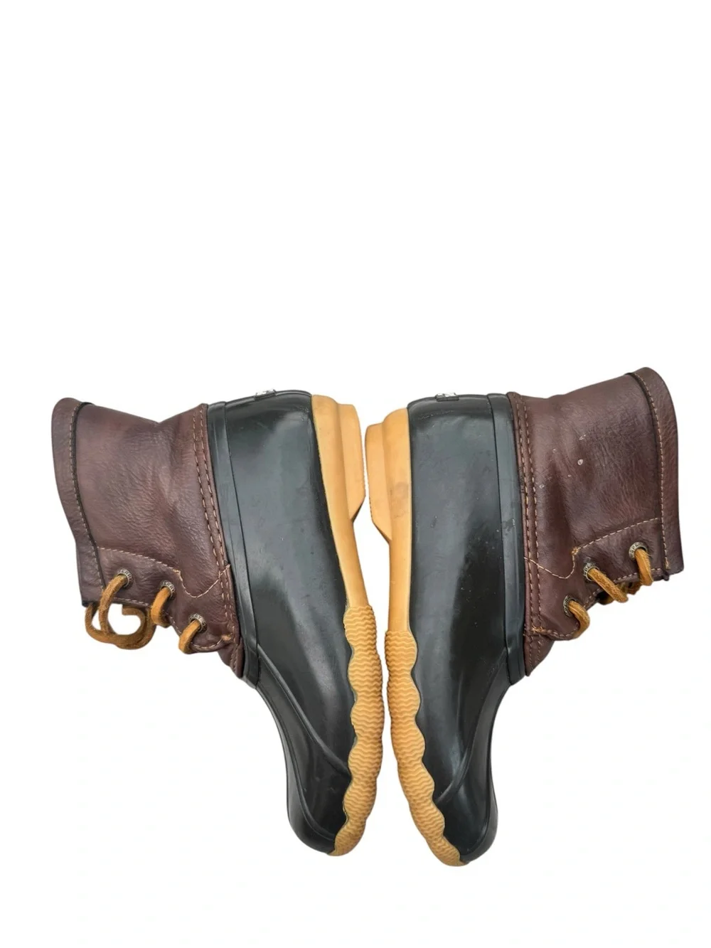 Sperry Saltwater Duck Boots  girls 10M Brown Black Waterproof Rain  CG55362A